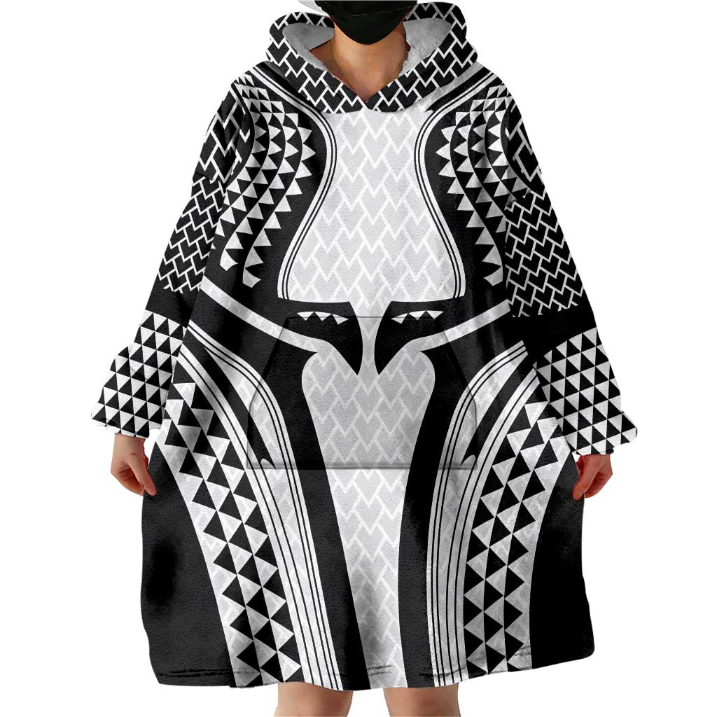 Hawaiian Kakau Art Tattoos Aquaman Style Wearable Blanket Hoodie White Version - Polynesian Pride