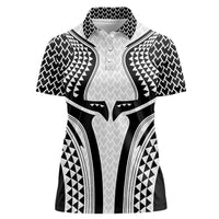 Hawaiian Kakau Art Tattoos Aquaman Style Women Polo Shirt White Version - Polynesian Pride