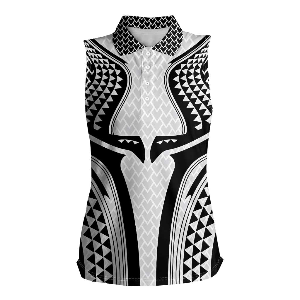 Hawaiian Kakau Art Tattoos Aquaman Style Women Sleeveless Polo Shirt White Version - Polynesian Pride