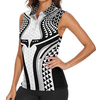 Hawaiian Kakau Art Tattoos Aquaman Style Women Sleeveless Polo Shirt White Version - Polynesian Pride