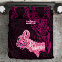 Polynesia Breast Cancer Bedding Set Butterfly and Flowers Ribbon Maori Tattoo Ethnic Black Style LT03 Black - Polynesian Pride