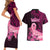 Polynesia Breast Cancer Couples Matching Short Sleeve Bodycon Dress and Hawaiian Shirt Butterfly and Flowers Ribbon Maori Tattoo Ethnic Black Style LT03 - Polynesian Pride