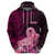 Polynesia Breast Cancer Hoodie Butterfly and Flowers Ribbon Maori Tattoo Ethnic Black Style LT03 - Polynesian Pride