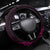 Polynesia Breast Cancer Steering Wheel Cover Butterfly and Flowers Ribbon Maori Tattoo Ethnic Black Style