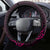 Polynesia Breast Cancer Steering Wheel Cover Butterfly and Flowers Ribbon Maori Tattoo Ethnic Black Style