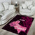 Custom Polynesia Breast Cancer Area Rug Butterfly and Flowers Ribbon Maori Tattoo Ethnic Black Style LT03 - Polynesian Pride