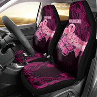 Custom Polynesia Breast Cancer Car Seat Cover Butterfly and Flowers Ribbon Maori Tattoo Ethnic Black Style LT03 - Polynesian Pride