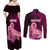 Custom Polynesia Breast Cancer Couples Matching Off Shoulder Maxi Dress and Long Sleeve Button Shirts Butterfly and Flowers Ribbon Maori Tattoo Ethnic Black Style LT03 - Polynesian Pride