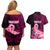 Custom Polynesia Breast Cancer Couples Matching Off Shoulder Short Dress and Hawaiian Shirt Butterfly and Flowers Ribbon Maori Tattoo Ethnic Black Style LT03 - Polynesian Pride