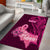 Polynesia Breast Cancer Area Rug Butterfly and Flowers Ribbon Maori Tattoo Ethnic Pink Style LT03 - Polynesian Pride