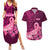 Polynesia Breast Cancer Couples Matching Summer Maxi Dress and Hawaiian Shirt Butterfly and Flowers Ribbon Maori Tattoo Ethnic Pink Style LT03 Pink - Polynesian Pride