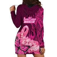 Polynesia Breast Cancer Hoodie Dress Butterfly and Flowers Ribbon Maori Tattoo Ethnic Pink Style LT03 - Polynesian Pride