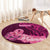 Polynesia Breast Cancer Round Carpet Butterfly and Flowers Ribbon Maori Tattoo Ethnic Pink Style LT03 - Polynesian Pride