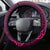 Polynesia Breast Cancer Steering Wheel Cover Butterfly and Flowers Ribbon Maori Tattoo Ethnic Pink Style