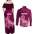 Custom Polynesia Breast Cancer Couples Matching Off Shoulder Maxi Dress and Long Sleeve Button Shirts Butterfly and Flowers Ribbon Maori Tattoo Ethnic Pink Style LT03 - Polynesian Pride