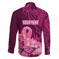Custom Polynesia Breast Cancer Family Matching Long Sleeve Bodycon Dress and Hawaiian Shirt Butterfly and Flowers Ribbon Maori Tattoo Ethnic Pink Style LT03 - Polynesian Pride