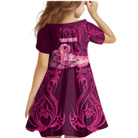 Custom Polynesia Breast Cancer Family Matching Mermaid Dress and Hawaiian Shirt Butterfly and Flowers Ribbon Maori Tattoo Ethnic Pink Style LT03 - Polynesian Pride