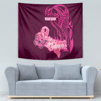 Custom Polynesia Breast Cancer Tapestry Butterfly and Flowers Ribbon Maori Tattoo Ethnic Pink Style LT03 - Polynesian Pride