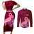 Polynesia Breast Cancer Couples Matching Short Sleeve Bodycon Dress and Long Sleeve Button Shirts Butterfly and Flowers Ribbon Maori Tattoo Ethnic Red Style LT03 Red - Polynesian Pride