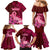 Polynesia Breast Cancer Family Matching Mermaid Dress and Hawaiian Shirt Butterfly and Flowers Ribbon Maori Tattoo Ethnic Red Style LT03 - Polynesian Pride