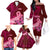 Polynesia Breast Cancer Family Matching Off Shoulder Long Sleeve Dress and Hawaiian Shirt Butterfly and Flowers Ribbon Maori Tattoo Ethnic Red Style LT03 - Polynesian Pride