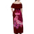 Polynesia Breast Cancer Family Matching Off Shoulder Maxi Dress and Hawaiian Shirt Butterfly and Flowers Ribbon Maori Tattoo Ethnic Red Style LT03 - Polynesian Pride