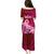 Polynesia Breast Cancer Family Matching Puletasi Dress and Hawaiian Shirt Butterfly and Flowers Ribbon Maori Tattoo Ethnic Red Style LT03 - Polynesian Pride