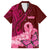 Polynesia Breast Cancer Family Matching Short Sleeve Bodycon Dress and Hawaiian Shirt Butterfly and Flowers Ribbon Maori Tattoo Ethnic Red Style LT03 Dad's Shirt - Short Sleeve Red - Polynesian Pride