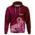 Polynesia Breast Cancer Hoodie Butterfly and Flowers Ribbon Maori Tattoo Ethnic Red Style LT03 Red - Polynesian Pride