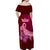 Polynesia Breast Cancer Off Shoulder Maxi Dress Butterfly and Flowers Ribbon Maori Tattoo Ethnic Red Style LT03 - Polynesian Pride