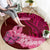 Polynesia Breast Cancer Round Carpet Butterfly and Flowers Ribbon Maori Tattoo Ethnic Red Style LT03 - Polynesian Pride