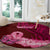 Polynesia Breast Cancer Round Carpet Butterfly and Flowers Ribbon Maori Tattoo Ethnic Red Style LT03 - Polynesian Pride