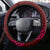 Polynesia Breast Cancer Steering Wheel Cover Butterfly and Flowers Ribbon Maori Tattoo Ethnic Red Style