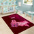 Custom Polynesia Breast Cancer Area Rug Butterfly and Flowers Ribbon Maori Tattoo Ethnic Red Style LT03 - Polynesian Pride