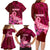 Custom Polynesia Breast Cancer Family Matching Long Sleeve Bodycon Dress and Hawaiian Shirt Butterfly and Flowers Ribbon Maori Tattoo Ethnic Red Style LT03 - Polynesian Pride