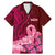 Custom Polynesia Breast Cancer Family Matching Mermaid Dress and Hawaiian Shirt Butterfly and Flowers Ribbon Maori Tattoo Ethnic Red Style LT03 Dad's Shirt - Short Sleeve Red - Polynesian Pride