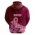 Custom Polynesia Breast Cancer Hoodie Butterfly and Flowers Ribbon Maori Tattoo Ethnic Red Style LT03 - Polynesian Pride