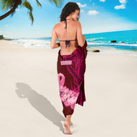 Custom Polynesia Breast Cancer Sarong Butterfly and Flowers Ribbon Maori Tattoo Ethnic Red Style LT03 - Polynesian Pride