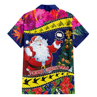 Cook Island Christmas Family Matching Mermaid Dress and Hawaiian Shirt Santa Claus Mix Maroro and Kakaia Hibiscus Flower Maori Pattern LT03 - Polynesian Pride