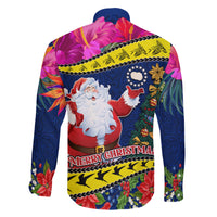 Cook Island Christmas Family Matching Short Sleeve Bodycon Dress and Hawaiian Shirt Santa Claus Mix Maroro and Kakaia Hibiscus Flower Maori Pattern LT03 - Polynesian Pride