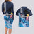 Hawaiian Honu Honi Ihu Couples Matching Long Sleeve Bodycon Dress and Hawaiian Shirt With Plumeria and Kakau Art Pattern