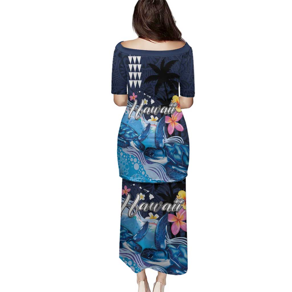 Hawaiian Honu Honi Ihu Family Matching Puletasi and Hawaiian Shirt With Plumeria and Kakau Art Pattern