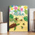 Aloha Turtle Family on The Beach Canvas Wall Art with Hawaiian Colorful Plumeria