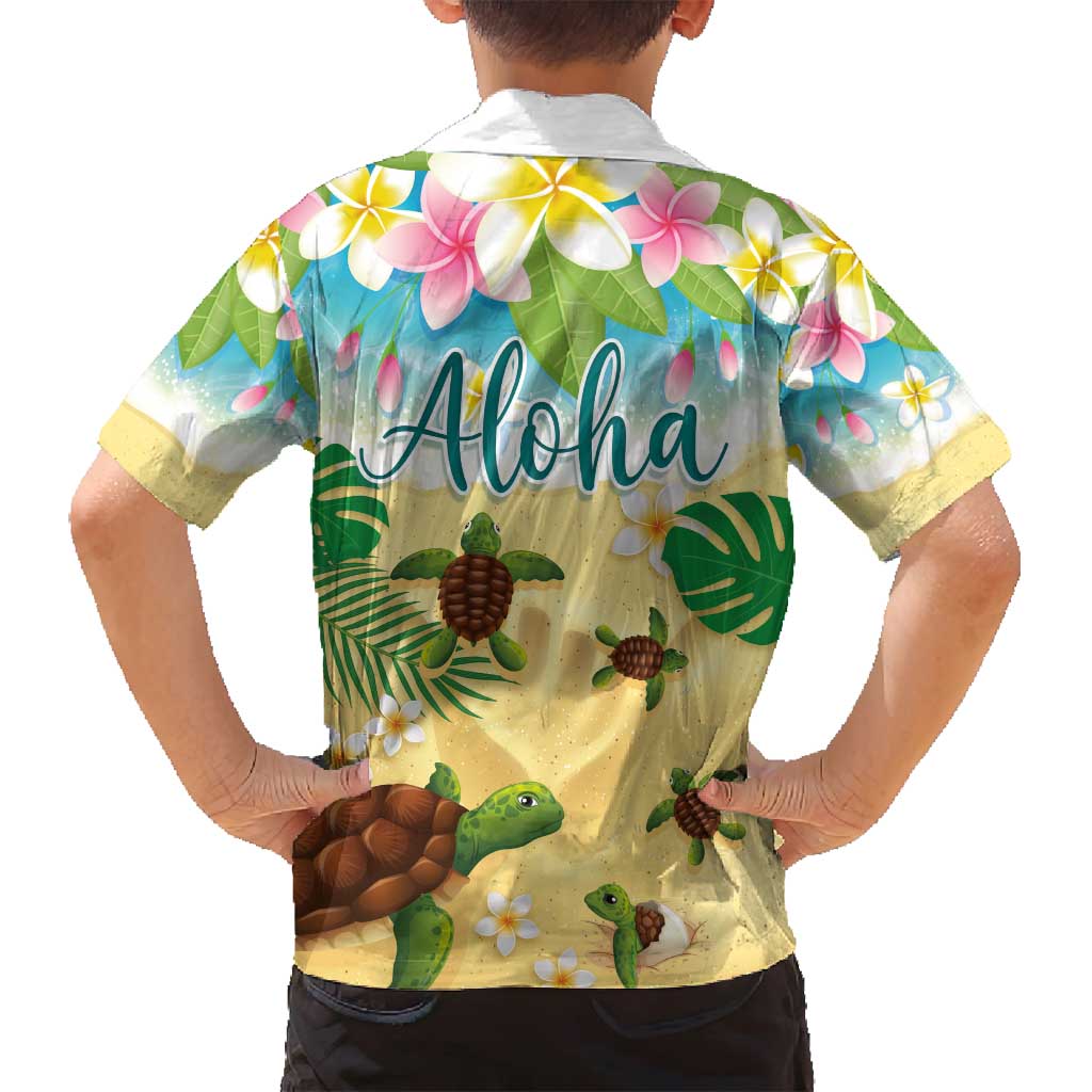 Aloha Turtle Family on The Beach Family Matching Puletasi and Hawaiian Shirt with Hawaiian Colorful Plumeria LT03 - Polynesian Pride