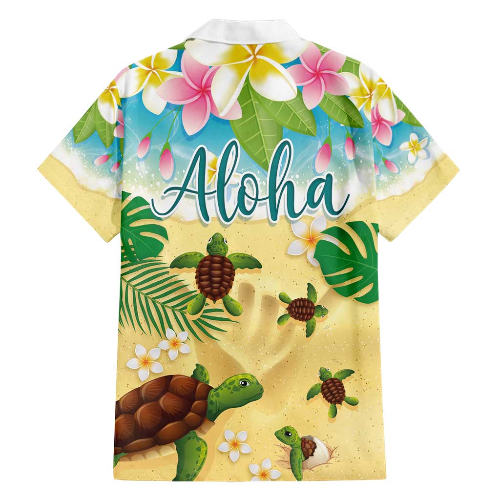 Aloha Turtle Family on The Beach Family Matching Puletasi and Hawaiian Shirt with Hawaiian Colorful Plumeria LT03 - Polynesian Pride