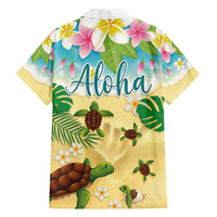 Aloha Turtle Family on The Beach Family Matching Puletasi and Hawaiian Shirt with Hawaiian Colorful Plumeria LT03 - Polynesian Pride