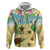 Aloha Turtle Family on The Beach Hoodie with Hawaiian Colorful Plumeria