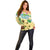 Aloha Turtle Family on The Beach Off Shoulder Sweater with Hawaiian Colorful Plumeria