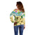 Aloha Turtle Family on The Beach Off Shoulder Sweater with Hawaiian Colorful Plumeria