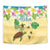 Aloha Turtle Family on The Beach Tapestry with Hawaiian Colorful Plumeria